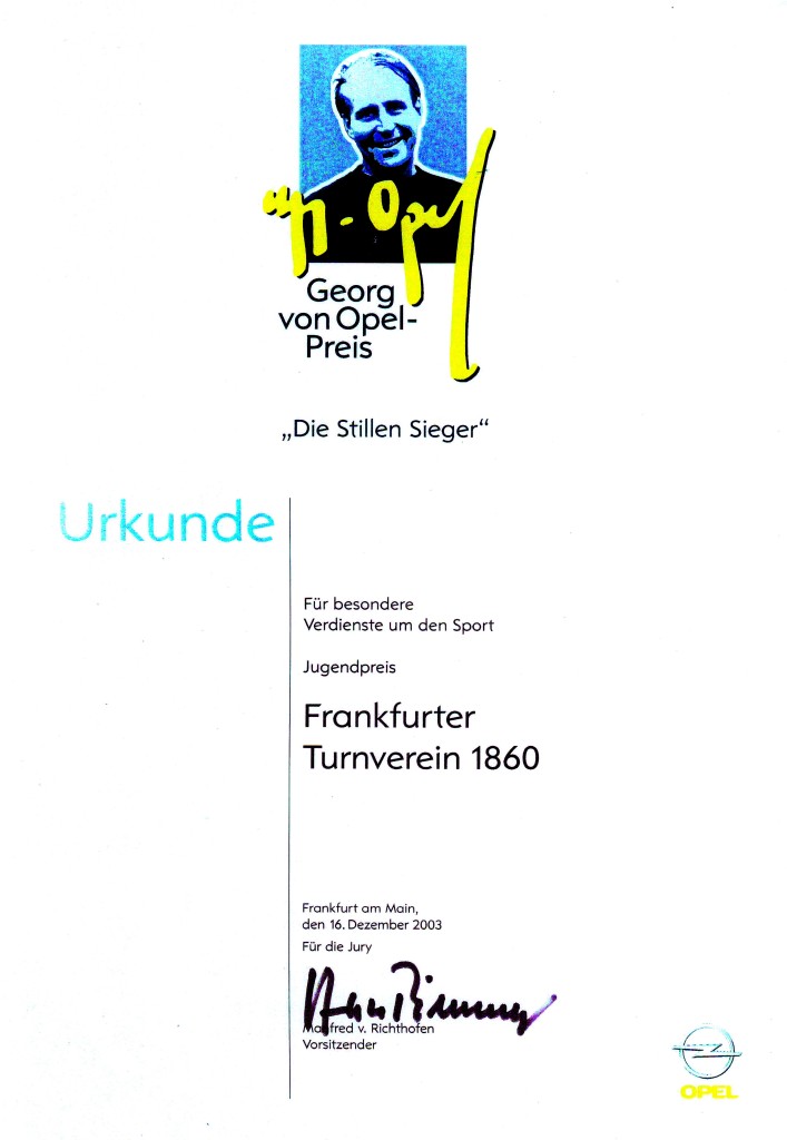 Urkunde Georg-von-Opel-Preis